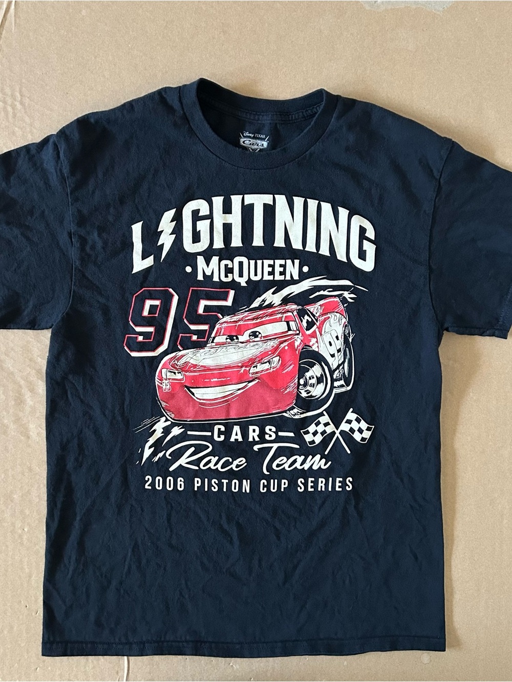 Disney Pixar Cars Lightning McQueen Adult Men’s Size Medium Double Sided Graphic